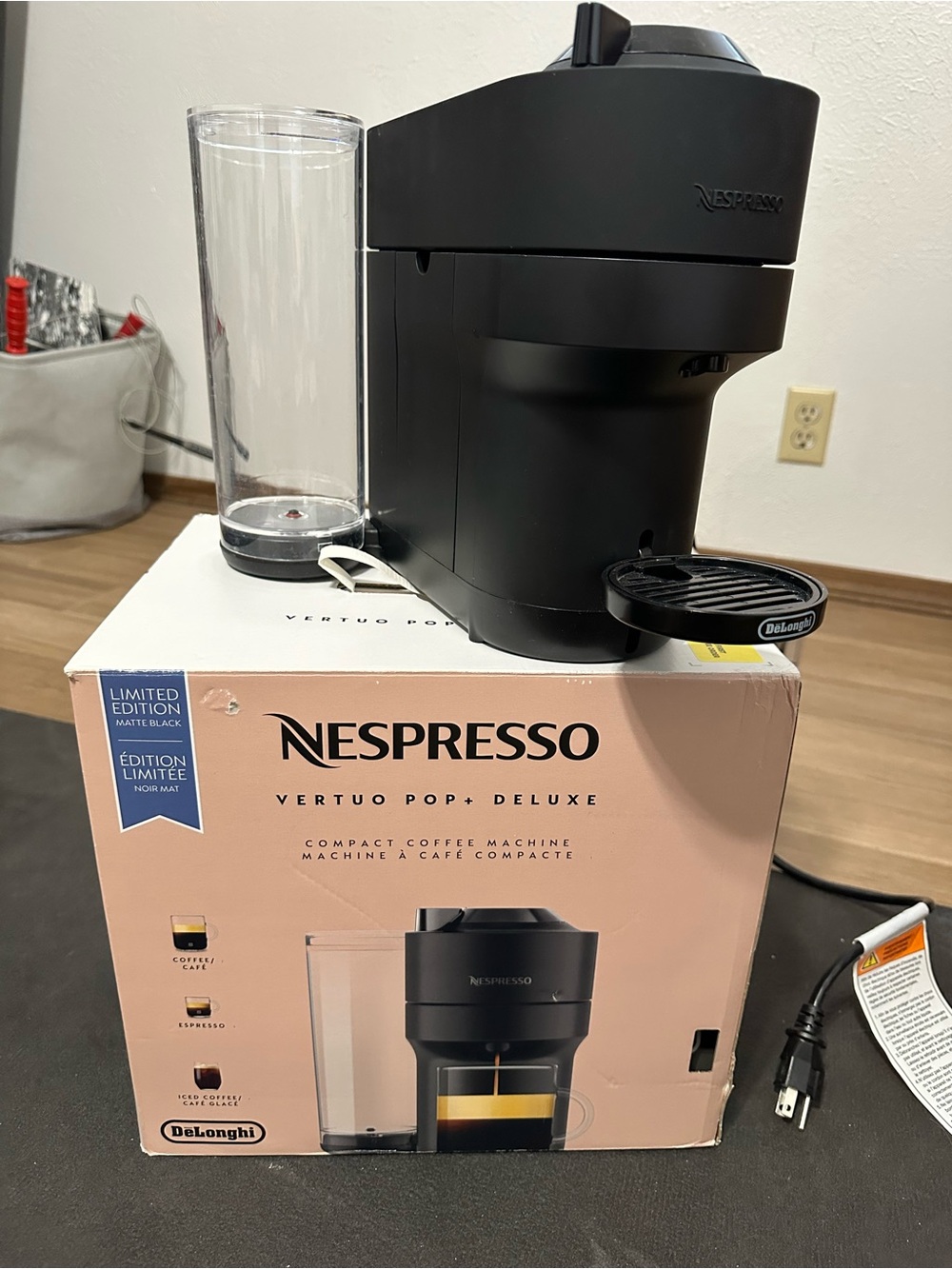Nespresso Vertuo Pop+ Deluxe Compact Coffee Machine Matte Black